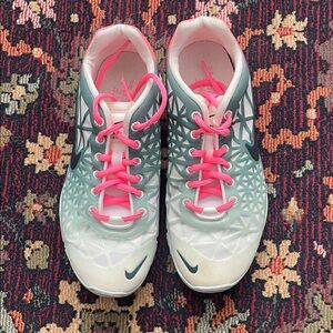 Nike White and Pink Geometric Sneakers